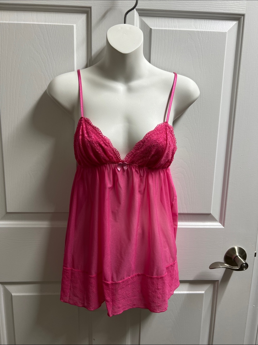 Victoria's Secret Pink Lace Sheer Babydoll Chemise lingerie small S